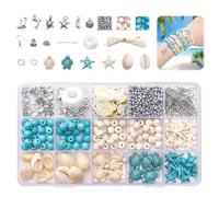 715pcs Perles et Assortiments, DIY Perles Coquillage pour Bracelet, Décoratifs Perles Coquillage de Rocaille Pour Charms Marin Bijoux, Tortue de Mer, Étoile de Mer, Perle pour Bracelet Été Hawaï