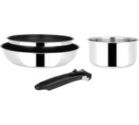 716899 Batterie De Cuisine 4 Pièces Acier Inoxydable Collection Arpege : Manche Amovible, 2 Poêles Ø20,24 Cm, 1 Casserole Ø16 Cm - Revêtement Sans Pfoa - Tous Feux Dont Induction