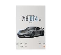 718 Gt4 Rs Cayman 2023 Poster mural pour chambre de garçon Motif voitures allemandes