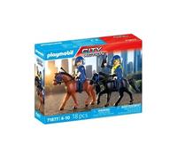 Playmobil Action Urbaine 71877 Policier à cheval 2 policiers cavaliers avec chevaux Bleu