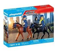 Playmobil Action Urbaine 71877 Policier à cheval 2 policiers cavaliers avec chevaux Bleu