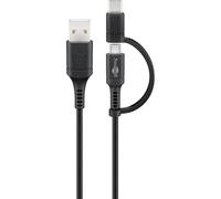 [71892] Goobay Câble Adaptateur 2 en1 Micro B Avec USB-C 1 m Noir