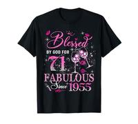 71st Birthday Queen Blessed by God 71 Fabulous Since 1955 T-Shirt
