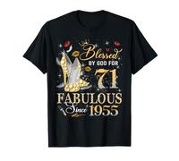 71st Birthday Queen Blessed by God 71 Fabulous Since 1955 T-Shirt