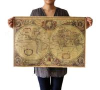 71x50cm Rétro Vintage Vieux Globe Carte Du Monde Mat Brun Papier Affiche Décoration De La Maison