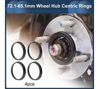 72.1Mm à 65.1Mm Voiture Roue Plateforme Céntrique Anneaux Noir Polycarbonate Roues Centre Arbre Choc Absorption Hublots 4 Pcs