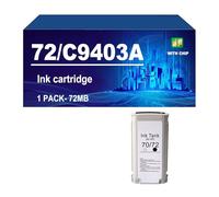 72 Cartouche d'encre Compatible pour HP Designjet T610 T620 T770 T790 T795 T1100 T1100S T1100MFP T1120SD T1120HD T1120PS T1200 T1200HD T1300 T2300 T2300PS Imprimante,C9403A-1 Pack