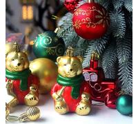72 Décorations de Noël, Ensemble de Noël Incassables, Boules de Noël en Plastique, Père noël avec Crochets Inclus pour Convient pour Une Fête de noël, Une Décoration de Mariage (Red+Green)
