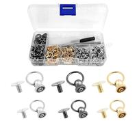 72 Goujons à Rivets avec O - Ring, Goujons à Rivets Ronds en Laiton de 8 / 10mm, Goujons à Rivets à tête Ronde et Rivets artisanaux en Cuir avec Fermeture à glissière (3 Couleurs, avec Outils)