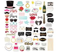 72 Pcs Accessoires pour Photobooth de Mariage pour la Douche de la Mariée, la Fête de Célibataire, les Selfies Photobooth, Designs Assortis