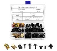 72 Pièces Auto Kit à Vis et Écrous, Garde-boue Boulons et Agrafes, U Clips et Des Vis Kit, Kit Écrous à Tôle Auto, ClipsVoiture, Clips de Fixation Voiture, pour La fixation et Réparation Automobiles