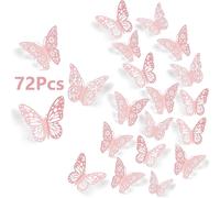 72 pièces Autocollant papillon 3D creux, Décalcomanie papillon pour décoration, Autocollants, Sticker mural, Décalcomanie vinyle pour décorations de la maison, Articles de décoration de printemps pour