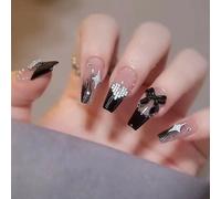 ?72 Pièces Faux Ongles?Arc Mystérieux Mi-Long En Trois Dimensions 3d Combinaison D'amour Brillante Couleur Portant Des Ongles Manucure Ongles Finis