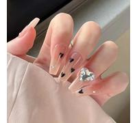 ?72 Pièces Faux Ongles?Autocollants À Ongles Portables Longs En Trois Dimensions Soulignant L'amour Du Diamant Autocollants À Ongles Populaires Ongles Finis