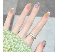 ?72 Pièces Faux Ongles?Autocollants D'ongles De Fragments Brillants Patchs D'ongles Portables D'amour Vert Frais 24 Pièces D'ongles Amovibles En Boîte