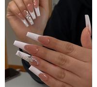 ?72 Pièces Faux Ongles?Faux Ongles Manucure Française L'europe Et Les États-Unis Portent Une Perceuse À Ongles Pièce D'ongle Papillon Autocollant D'ongle Autocollant De Manucure Ongle De Ballet 24 Piè
