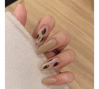 ?72 Pièces Faux Ongles?Lait Thé Couleur Halo Teint Imprimé Léopard Portant Manucure Fini Manucure Patch Ongle Patch Faux Ongle Amovible Ongle Pièce