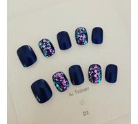 ?72 Pièces Faux Ongles?Les Gros Paillettes De La Corée Du Sud Changent De Couleur Flash Poudre Sirène Ji Faux Ongles Portant Des Patchs Pour Les Ongles Finis 24 Pièces