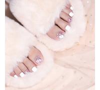 ?72 Pièces Faux Ongles?Les Gros Paillettes De La Corée Du Sud Super Flash Blanc All-Match Autocollants De Manucure Pour Les Pieds Ont Fini Les Ongles Portables Démontant Les Ongles Des Orteils