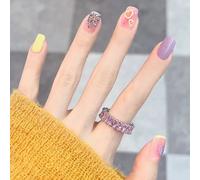 ?72 Pièces Faux Ongles?Les Ongles Colorés Portent Des Ongles Finis Amour D'été Fragments Brillants Ongles Sans Usure Faux Ongles Amovibles
