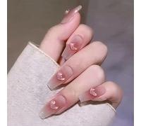 ?72 Pièces Faux Ongles?Les Ongles De Ballet Montrent Des Ongles De Cercueil Blancs Cristallins En Trois Dimensions Amour Mode Ongles Détachables Et Réutilisables