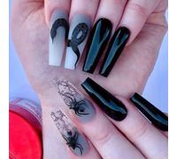 ?72 Pièces Faux Ongles?L'europe Et Les États-Unis Araignée À Motif De Serpent Foncé Portant Un Patch Pour Les Ongles Cool Girl Super Long Ballet Ongle Personnalité Faux Ongle