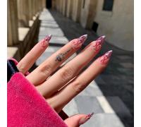 ?72 Pièces Faux Ongles?Long Pointu Jennie Rose Flamme Manucure Ongles Patch Manucure Fini Faux Ongles Européens Et Américains