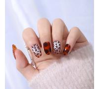 ?72 Pièces Faux Ongles?New Cat's Eye Spar Manucure Peint À La Main Imprimé Léopard Faux Ongles Patch Portant Un Morceau D'ongle Fait À La Main Photothérapie Autocollant Pour Ongles Produit Fini