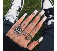?72 Pièces Faux Ongles?Ongles De Ballet Longs Français Européens Et Américains Papillon Faux Ongles Manucure Patch À Ongles Fini Presse Sur Les Ongles