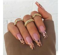 ?72 Pièces Faux Ongles?Ongles Nouveaux Produits Européens Et Américains Ongles De Ballet À Imprimé Léopard De Couleur Café Ongles Longs Trapézoïdaux Ongles De Cercueil Pièces D'ongles Finies