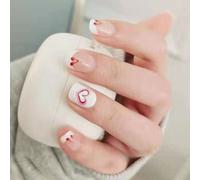 ?72 Pièces Faux Ongles?Pièce De Manucure Pour Autocollants À Ongles Carrés Courts Portant Un Produit Fini Simple De Cerise D'amour Peut Être Un Nouvel Ongle