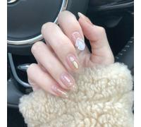 ?72 Pièces Faux Ongles?Plume De Colline Nue Portant Des Ongles Finis Faux Ongles Patch De Manucure Patch Pour Ongles Imperméable À L'eau Amovible