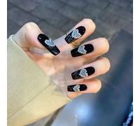 ?72 Pièces Faux Ongles?Porter Des Patchs De Manucure Faux Ongles Amovibles Longue Échelle Européenne Et Américaine Amour En Forme De T Sombre Longue Section