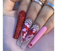 ?72 Pièces Faux Ongles?Porter Un Faux Patch Pour Les Ongles, Une Longue Armure De Ballet, Un Amour, Un Diamant, Un Ongle Brillant, Mature Et Prêt À L'emploi