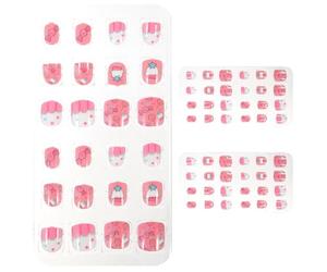 72 Pièces Faux Ongles pour Garçon et Filles Press On ABS Boîte | Style Enfantin et Charmant, Pose Facile, Plein Recouvrement, Lot de Trois Boîtes pour Anniversaire