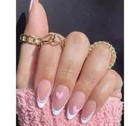 ?72 Pièces Faux Ongles?Rose Amour Goutte D'eau Amande Armure Française Européenne Et Américaine Portant Une Armure Style Ins Mignon Portant Manucure Clou Pointu