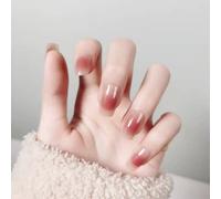 ?72 Pièces Faux Ongles?Tempérament Français Pur Désir Blush Doux Glace Douce Poudre Nue Transparente Manucure Porter Ongle Amovible Faux Ongle Patch