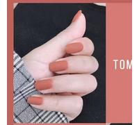 ?72 Pièces Faux Ongles?Tête Carrée Moyenne Et Longue Faux Ongles Européens Et Américains Pièce D'ongle De Manucure Fini Couleur Citrouille Givrée Portant Un Patch D'ongle