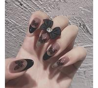 ?72 Pièces Faux Ongles?Thé Noir Transparent Couleur Baroque Papillon Foncé Porter Clou Fini Faux Ongles Manucure Patch Ongles Patch Amovible