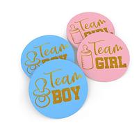 72 Pièces Genre Révèle Des Autocollants,Autocollant Révélation Genre pour Baby Shower Fête Décorations