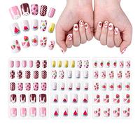 72 Pièces Ongles pour Enfants, Pré-Collés Kits d'Ongles Artificiels à Couverture Complète, Mignon Faux Ongles Courts Cadeau Pour Les Enfants