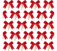 72 Pièces Ruban Nœud de Noël Rouge Nœud Papillon Ornements de Guirlande pour Sapin de Noël Décoration de Noël, Taille S