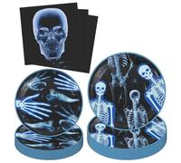 72 Pièces Vaisselle pour Fête de Médecin, Squelette Décorations Gothiques Décorations de fête d'anniversaire Fournitures de Centre de Table pour Radiologie, Radiographie, Médecin, Fête à Thème