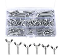 72 Pièces Vis à Oreilles, Ecrou Papillon en Acier, (M5 M6) 6 Tailles Métrique Vis Papillon Ecrou à Oreille pour équipement de Mécanique