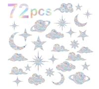 72 Suncatcher Sticker Autocollant Fenetre Sun Catcher Sticker sur le Thème du Ciel Peuvent Aider les Oiseaux à Détecter le Verre et à Décorer la Pièce Adapté à Divers Matériaux en Verre