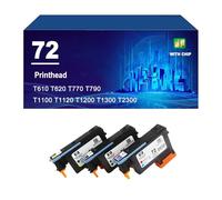 72 Têtes d'impression Compatibles avec Les Imprimantes pour HP Designjet T610 T620 T770 T790 T1100 T1120 T1200 T1300 Et T2300,3 Color-1 Set