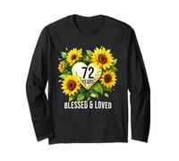 72 Years Blessed Loved Tournesol Fleur Cœur 72e Anniversaire Manche Longue
