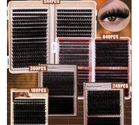 720/544/300/258/180 Faux cils en grappe - Extra épais, naturels, rallonges de cils réutilisables parfaites pour le cosplay, cadeau idéal pour la famille et les amis, extensions de cils, cadeaux d'Hall