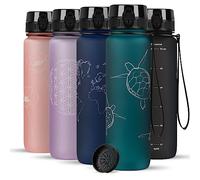 720°DGREE Gourde « uberBottle » softTouch + passoire avec motif - 1 L - Sans BPA - Bouteille d'eau pour l'université, le sport, le fitness, le vélo, l'extérieur - Bouteille de sport en Tritan - Léger,