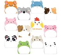 720 Feuillets 24 Pcs Blocs Feuillets Autocollants, Animaux Notes Autocollante, Autocollants Convient aux Mémos, Messages, Petits Cadeaux Anniversaire pour élèves et anniversaires d'enfants